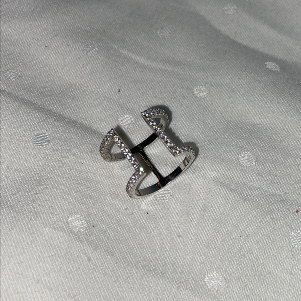 Sterling Silver Pave Cuff Ring